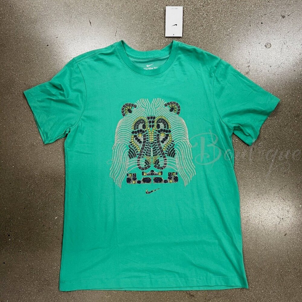 Nike DX2271-372 Men Dri-Fit Tee Shirt Lebron James LionGraphic Green Sz M,L